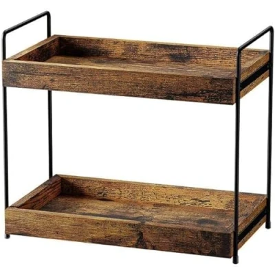 Imagen de EWEMOSI Estantería de pie madera para encimera cocina con 2 niveles, soporte metal, baño, estante especias, organizador bandeja especias