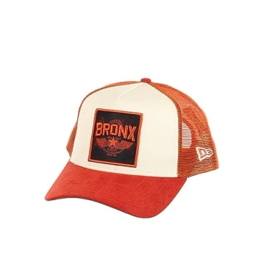 Imagen de New Era Bronx Patch White Orange A Frame Adjustable Trucker Cap One Size