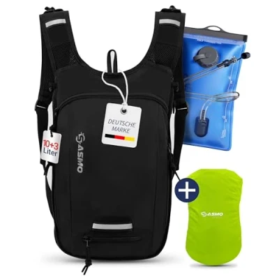 Imagen de SASMO® Mochila para bicicleta (10 l, 3 bolsa térmica y red casco, 10 protección contra la lluvia, hombre mujer, incluye de hidratación 2 L)