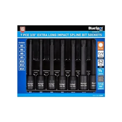 Imagen de Blue Spot Tools Juego de 7 llaves vaso impacto extralargas 3/8 pulgadas (M5 M14)