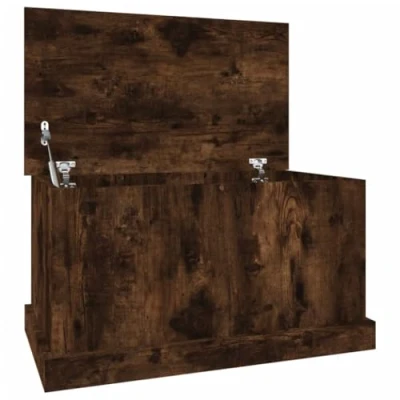 Imagen de vidaXL Baúl almacenaje Madera contrachapada Roble Ahumado 70x40x38 cm