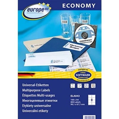 Imagen de Europe 100 Universal Etiketten ELA043 (99.1 mm x 67.7 mm),blanco, 800 St., Permanent haftend
