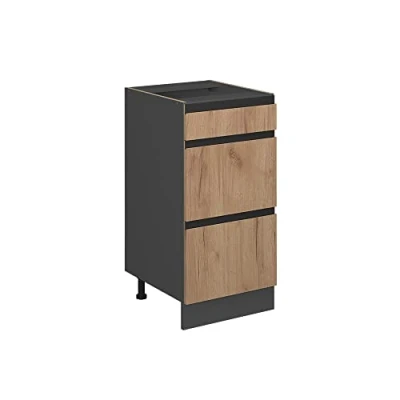 Imagen de Vicco Mueble bajo de Cocina R Line, Roble Dorado/Antracita, 40 cm En Forma J, con cajones, sin encimera