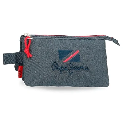 Imagen de Pepe Jeans Kay Estuche Triple Azul 22x12x5 cms Poliéster