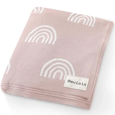 Imagen de Bleu la Manta para Bebés Niños y Niñas, 100% de Lujo Algodón Suave Envolver en Cuna o Cochecito, Regalo Recién Nacidos, Pequeños (Arcoíris Rosa)