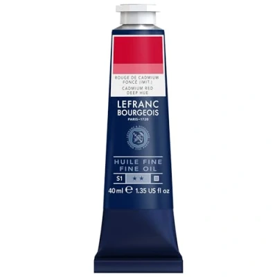 Imagen de Lefranc Bourgeois 301765 Pintura al óleo fina, calidad, resistente a la luz y de consistencia uniforme, tubo 40ml, ideal para lienzos tableros pintura, Rojo cadmio tono oscuro