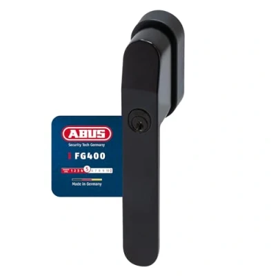 Imagen de ABUS Tirador de ventana con cerradura FG400 cilindro presión y llave seguridad infantil antirrobos Ajuste universal AL0145 Nivel 5 Negro