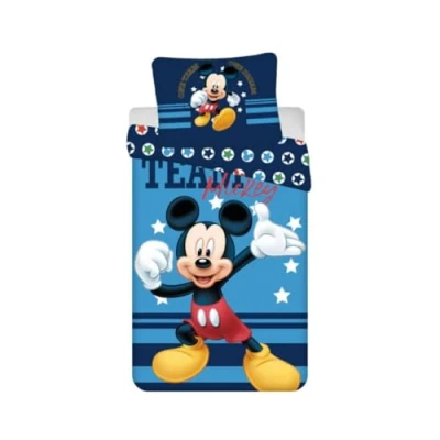 Imagen de My sweety pop Juego de cama infantil Mickey Mouse, 2 piezas, funda nórdica reversible, 140 x 200 cm, almohada, 70 90 100% algodón, color azul