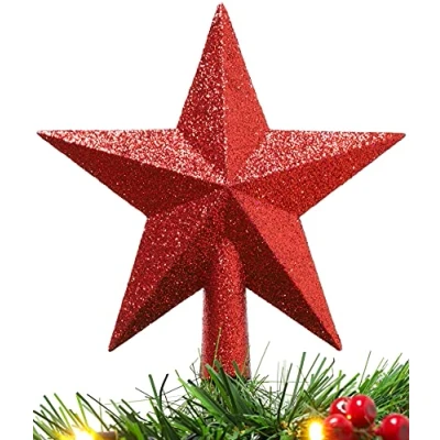 Imagen de Christmas Concepts® 20cm Glitter Tree Topper Adorno para la Punta del árbol de Navidad (Rojo)