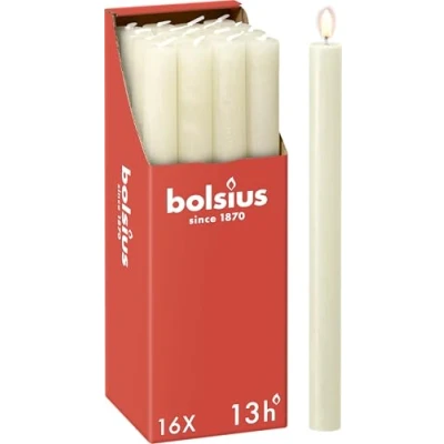 Imagen de BOLSIUS Casa rústica Cónico Velas de cena Perla suave 27 cm Caja 16 Antigoteo sin aroma