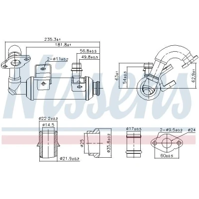 Imagen de NISSENS 989407 Enfriador EGR sin bypass de depresión