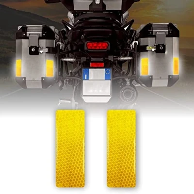 Imagen de 4R Quattroerre.it 5752 Reflectantes Adhesivos 3D para Maletines Moto, Amarillo, 2 Piezas, 4 x 10 cm