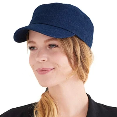 Imagen de CHARM Gorra Militar Algodón Hombre Gorro Militares Verano Mujer Sombrero Invierno Denim