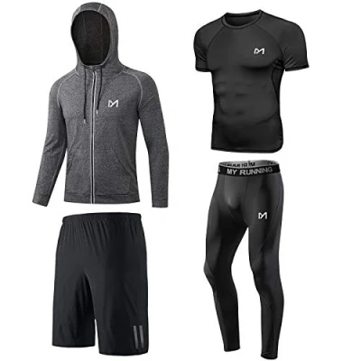 Imagen de MEETYOO Camiseta de Compresión para Hombre, Leggings Deportivos, Pantalones Correr, Funcional Compresión, Ropa Gimnasio y Fitness