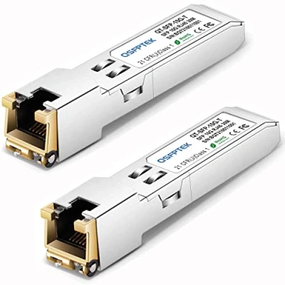 Imagen de QSFPTEK 2Pack 10GBASE T SFP+ Copper RJ45 Módulo Transceptor, hasta 30m Cat6a/Cat7 Cable Fibra 10G para Cisco SFP S, Ubiquiti UF 10G, Netgear, D Link, Mikrotik, Supermicro, TP Linksys