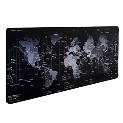 Imagen de Alfombrilla para ratón juegos,Hosimoln 80x30CM de 3 mm grosor,antideslizante e impermeable ordenador con bordes cosidos juegos/oficina/hogar 80x30 Map002