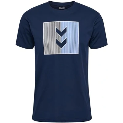 Imagen de Hummel Active Stripe CO Camiseta estampada, Hombre, Talla: Small, Dress blues