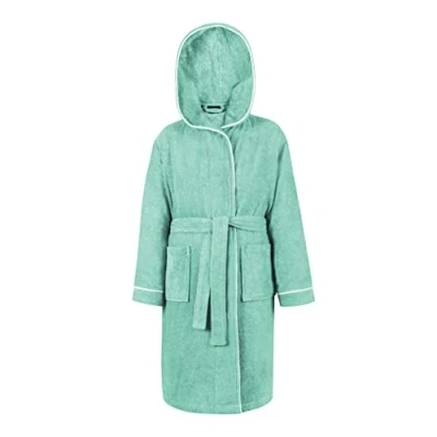 Imagen de LAYNENBURG Premium Albornoz de baño para niños y adolescentes con capucha 100% algodón OEKO TEX Standard 100 tejido rizo mullido Talla (134 140, Turquesa)