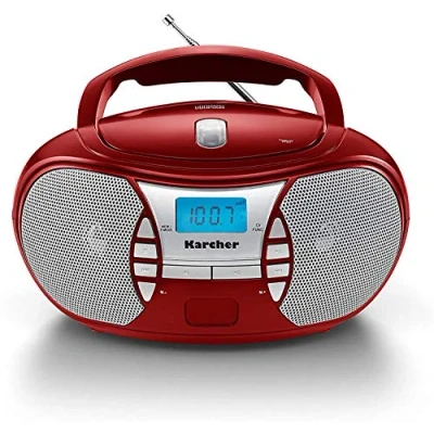 Imagen de Karcher RR 5025 R Radio portátil con CD (Reproductor de CD, Boombox, FM, batería/Red, Entrada Auxiliar), Color Rojo