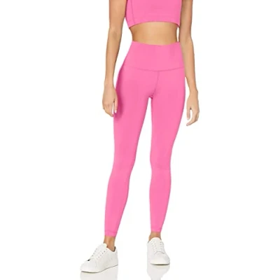 Imagen de Amazon Essentials Mallas largas de talle alto Active Sculpt para entrenamiento y atletismo (disponibles en tallas grandes) Mujer, Rosa Brillante, XL