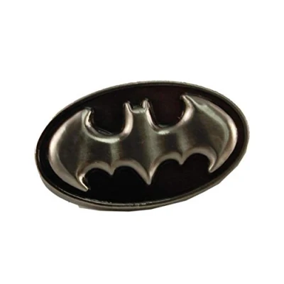 Imagen de DC Pin de Solapa Peltre con Logotipo Batman, Plateado, 1 Pulgada, Negro