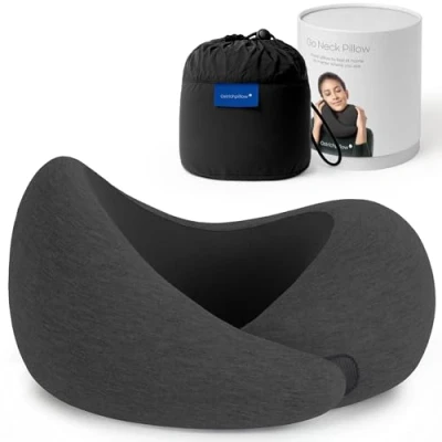 Imagen de OSTRICHPILLOW Go Neck Pillow Almohada de Viaje Espuma Memoria, Diseño Ergonómico 360º, Lados Asimétricos, Bolsa Incluida, Funda Lavable Modal (Dark Night)
