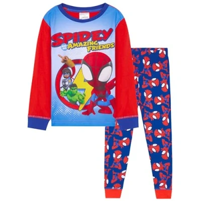 Imagen de Marvel Spiderman Largo Pijama para Niño, Conjunto de Noche 2 Piezas (Multi, 7 8 Años)