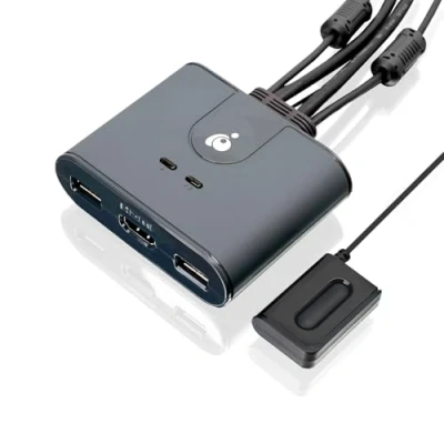Imagen de IOGEAR KVM Switch Conmutador HDMI 2 PC 1 Monitor 1080@60Hz Full HD para ratón teclado impresora con cables USB y control remoto Plug and Play compatible Windows, Mac Linux