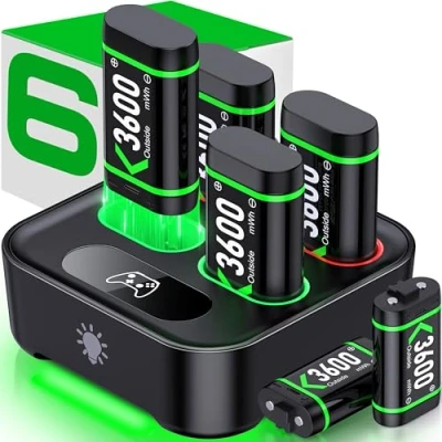 Imagen de 6 X 3600mWh Bateria para Mando Xbox Series X, con interfaz tipo C/15 Horas de Tiempo Reproducción, Batería Compatible X/S, One S/X/Elite