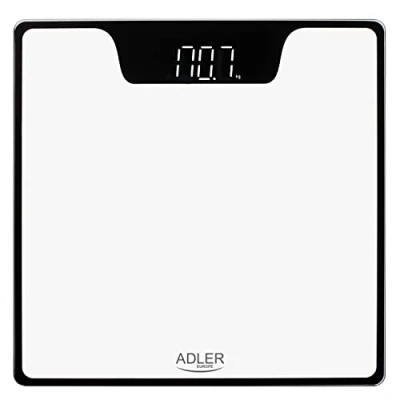 Imagen de Adler AD8174W Báscula de Baño Digital, Alta Precisión, Pantalla LED, hasta 180Kg, Diseño Moderno, Apagado Automático, Vidrio Templado Color Blanco