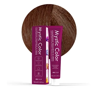 Imagen de Mystic Color, Tinte para el Cabello, Fórmula Enriquecida con Aceite de Argán y Caléndula, Coloración Permanente en Crema Larga Duración, Rubio Cobrizo Medio 7.4, 100 ml