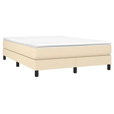 Imagen de vidaXL Estructura de Cama, Somier Matrimonio Listones, Base Cama Tapizada, Mueble para Dormitorio Hogar, Tela Color Crema 140x200 cm