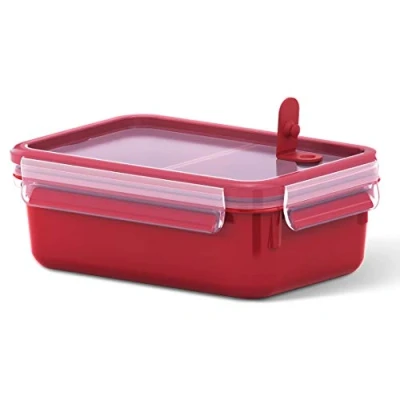 Imagen de EMSA Recipiente hermético para Almuerzo, Caja con Compartimentos, Cierre, microondas, plástico, Rojo, 1,0 l mit Einsätzen