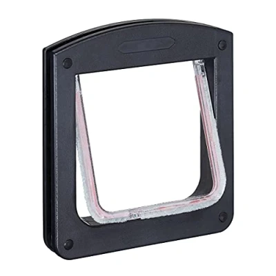 Imagen de Relaxdays Pet Door, 4 Way Flap for Cats &amp; Small Dogs, Lockable, H x D 22x20 cm Gatera Magnética, Puerta para Gatos y Perros Pequeños, Modos, Plástico, 1 Ud, 22 20