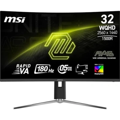 Imagen de MSI mag 32CQ6PF Pantalla para Juegos Curvada FHD de 32&quot; Lalle Rapid VA 2560 x 1440 1500R, 180Hz / 0,5ms GtG, DisplayHDR 400, Adaptive Sync, DP 1.4, HDMI 2.0 CEC
