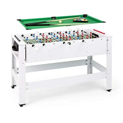 Imagen de Klarfit Spin 2 en 1 Mesa Multijuegos Adultos y niños con Billar futbolin, de 105 x 58 cm, Revestimiento Verde, futbolín multijuegos, Accesorios Juego, giratoria, Blanco