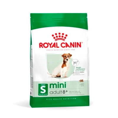 Imagen de Royal Canin Mini Adult 8+ 4 kg Alimento completo para perros mayores de razas pequeñas A partir los 8 años Contenido energético ajustado y tamaño croqueta adaptado