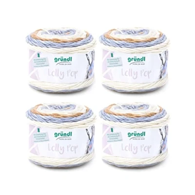 Imagen de Gründl, Vorteilspack 4 Knäuel à Lolly, Paquete económico de ovillos 150 g Hilo para Tejer a Mano, 100% poliacrílico, Cappuccino Pop, 24 x 10 cm, Acrílico, One Size, 960