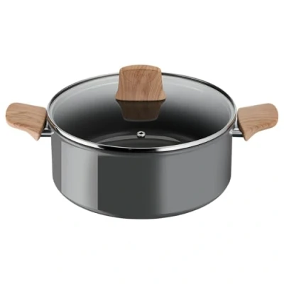 Imagen de Tefal Renew Cacerola (24 cm, revestimiento antiadherente cerámico, ecológico, reciclado, cocina saludable, termo Signal, utensilio seguro, fabricado en Francia, todos los fuegos, incluida inducción