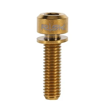 Imagen de Keenso pernos de varilla bicicleta con arandelas, 6 montaña para carretera M5 x 18 mm aleación titanio TC4 (dorado)