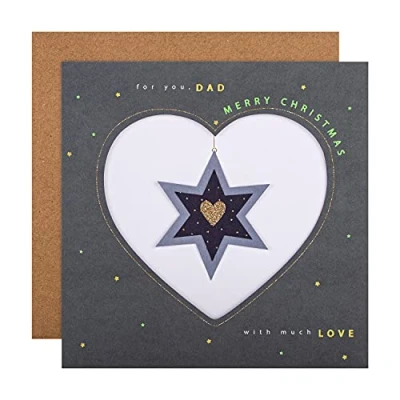 Imagen de Hallmark Tarjeta de Navidad para papá, diseño clásico corazón 3D