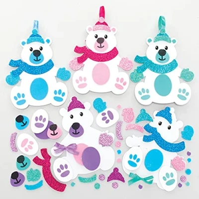 Imagen de Baker Ross Juegos de mezcla y partido oso nieve Paquete 8, artes manualidades Navidad decoraciones para niños (AX357)