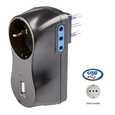 Imagen de Poly pool pp0427.1 adattatore multiplo 4 posti con alimentatore usb 2 prese piccole 10 a 1 presa standard tedesco, nero