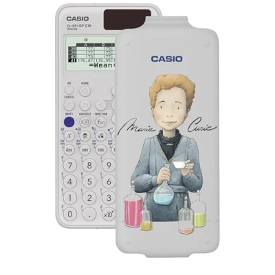 Imagen de Casio FX 991SP CW, Calculadora Científica con Marie Curie ilustrada por Raquel Riba Rossy, Recomendada para el Currículum Español y Portugués, más de 560 Funciones, Solar, Color Blanco