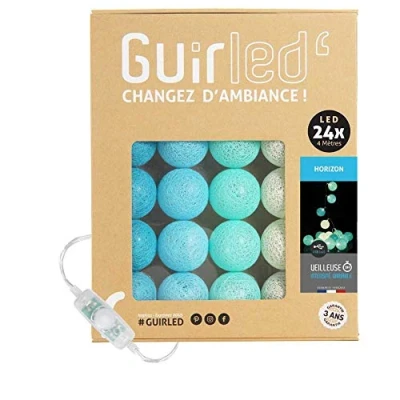 Imagen de GuirLED Guirnalda luminosa bolas de algodón LED USB Luz noche para bebé 2h Adaptador corriente dual 2A incluido 3 intensidades 24 2,4m Horizon