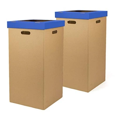 Imagen de ONLY BOXES Pack de 2 unidades Papelera Cartón, con tapa, Color azul, Dimensiones 37 x 36 70 cm,