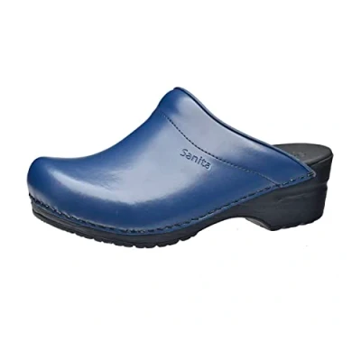 Imagen de Sanita Sonja PU Zuecos Abiertos Producto Artesanal Original para Mujer Plantilla de Forma anatómica con Espuma Blanda Azul 38 EU