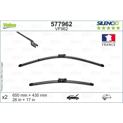 Imagen de Limpiaparabrisas Valeo 577962 delante Escobilla con hoja plana PEUGEOT: 508 II, II SW, CUPRA: Formentor SUV, BMW: 2 Active Tourer