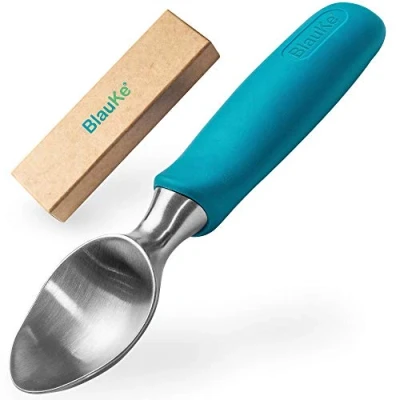 Imagen de Cuchara para Helado de Acero Inoxidable Profesional con Cómodo Agarre Goma Antideslizante Sacabolas Apta Lavavajillas Ice Cream Scoop Utensilio