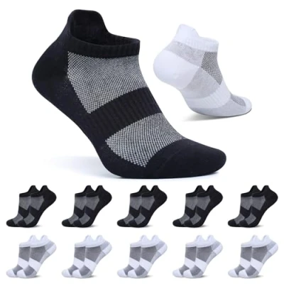Imagen de FALARY Calcetines Mujer Cortos Negro Blanco 35 38 Calcetin Tobilleros Hombre Deportivos Algodon Transpirables 10 Pares